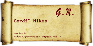 Gerő Miksa névjegykártya