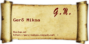 Gerő Miksa névjegykártya